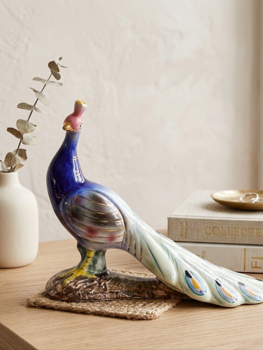 Peacock ceramic bird colorful home decor Bohemian fun home decor sculpture